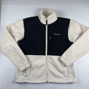 Columbia Black and Cream Zip-Up Fleece jacket size large